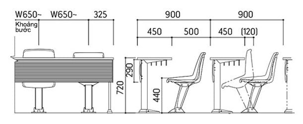 Bàn ghế lớp học cố định SDA 79-38