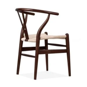 ghế gỗ wishbone đan dây màu đen