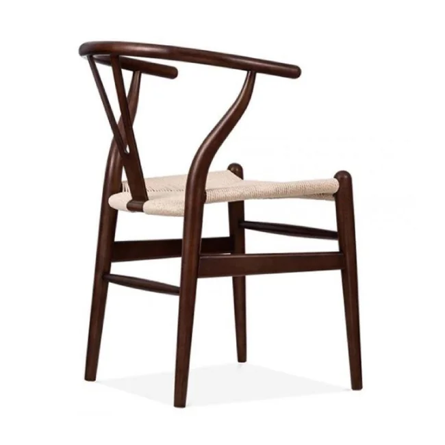ghế gỗ wishbone đan dây màu đen