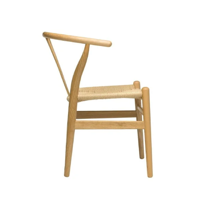 Ghế gỗ Wishbone đan dây mặt ngang