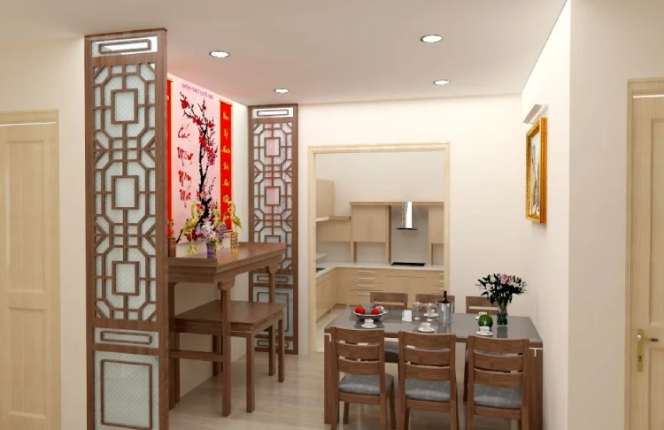 Vách ngăn phòng thờ và phòng ngủ trong chung cư