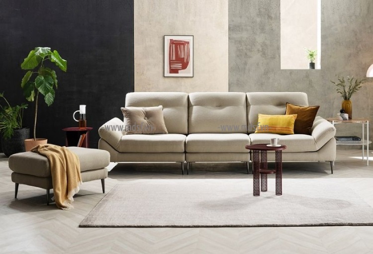 Hình ảnh sofa văng nỉ SFV-102 kết hợp với ghế đôn