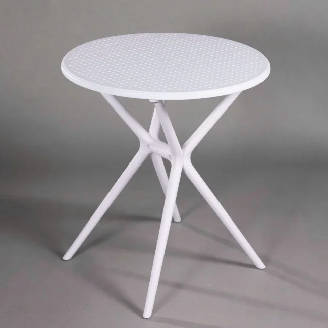Bàn nhựa tròn màu trắng ngoài trời