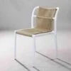 Wicker outdoor stacking chairs plastic frame woven rope chair 01