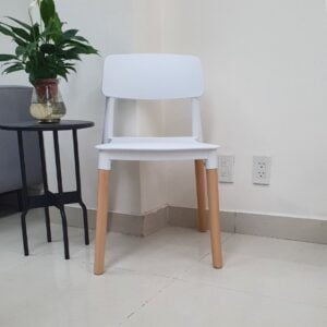 Ghế nhựa trắng chân gỗ ghế nhựa chân gỗ Eames 21