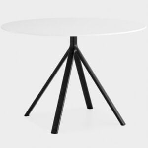 Bàn cafe mặt gỗ màu đen (trắng) bàn tròn chân thép sơn tĩnh điện
