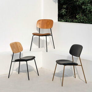 Ghế ăn khung thép tựa gỗ ghế mặt ngồi bằng bọc vải hoặc da ga01 ()