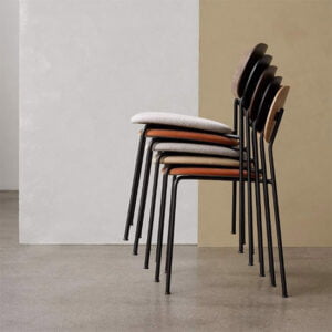 Ghế ăn khung thép tựa gỗ ghế mặt ngồi bằng bọc vải hoặc da ga01