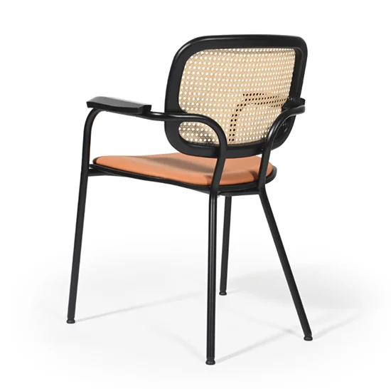 Ghế khung thép tay vịn ghế tựa lưng giả mây ga16 (1)