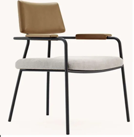 Ghế khung thép tay vịn ghế tựa lưng giả mây ga21