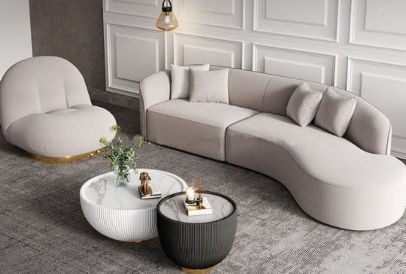 `Ảnh sofa cong khi kết hợp với bàn